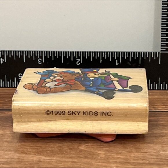1999 Sky Kids Inc. Wood MOUNTED Rubber Stamp Toy Soldier,  Bear, GIFT - Picture 3 of 4